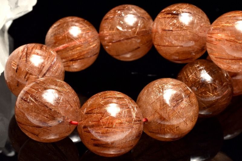 １点物 濃密内包 レッドブロンズルチルクォーツ 17-17.5 mm ブレスレット パワーストーン 天然石 _MC 760