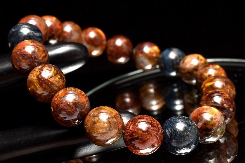 【１点物】マーブル模様 ゴールデンブルーピーターサイト　12.5mm　ブレスレット パワーストーン 天然石 _MC1213