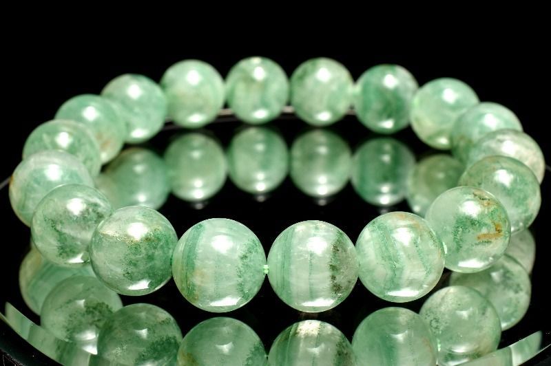 【１点物】高発色山入り エメラルドグリーンファントムクォーツ　11mm　ブレスレット パワーストーン 天然石 _MC902