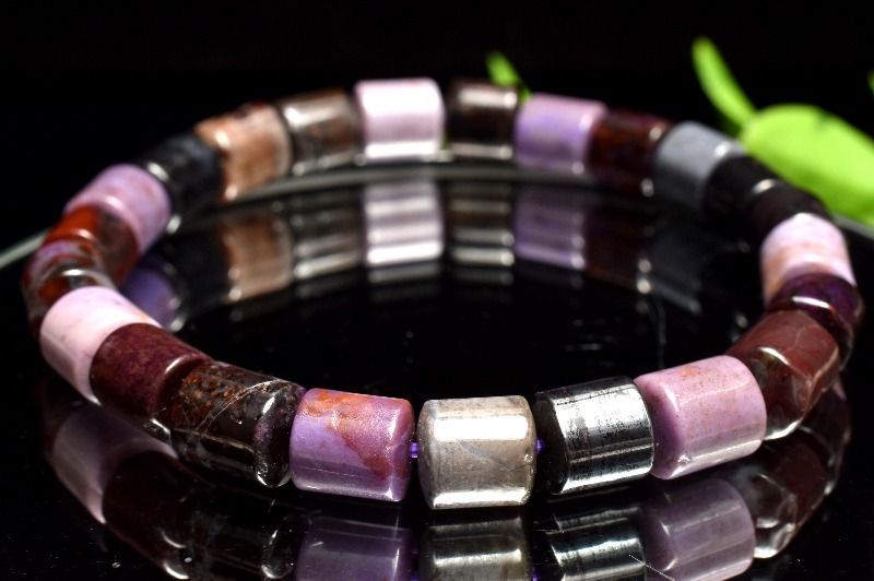 １点物 高発色 癒やしの石 スギライト 杉石 7 8 x mm チューブ ブレスレット パワーストーン 天然石 _MC 1004