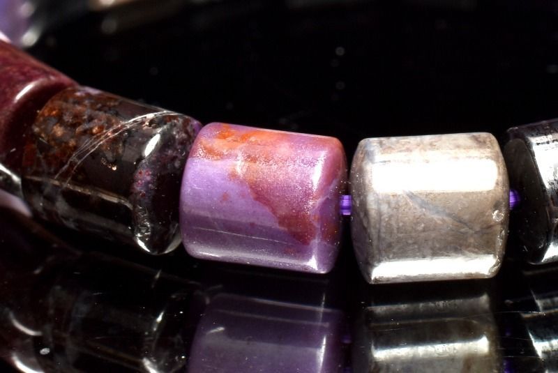 １点物 高発色 癒やしの石 スギライト 杉石 7-8 x 7 mm チューブ ブレスレット パワーストーン 天然石 _MC 1004