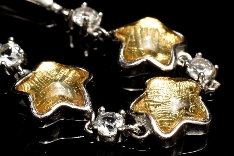 1点物 シルバー925 メテオライト アルタイ隕石 8x8mm ゴールドコーティング スター ブレスレット パワーストーン 天然石 _MC1009