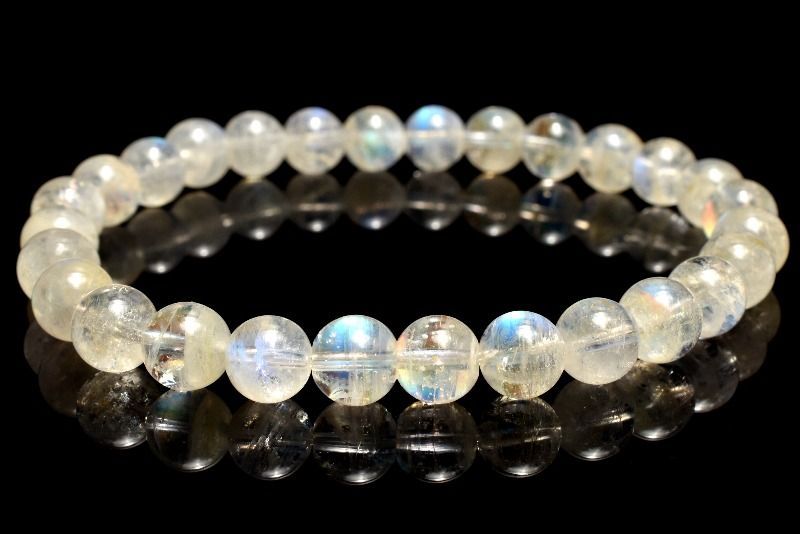 １点物 AAAオーロラシラー マダガスカル産 レインボームーンストーン 6 mm ブレスレット パワーストーン 天然石 _MC 1023