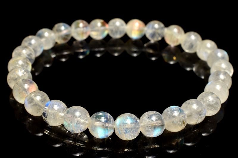  １点物 AAAオーロラシラー マダガスカル産 レインボームーンストーン 6 mm ブレスレット パワーストーン 天然石 _MC 1023 ブレスレット バングル アクセサリー