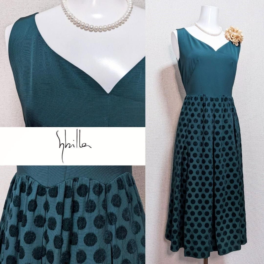 〇当日発送 シビラ セレモニー グリーン ドット ドレス ワンピース