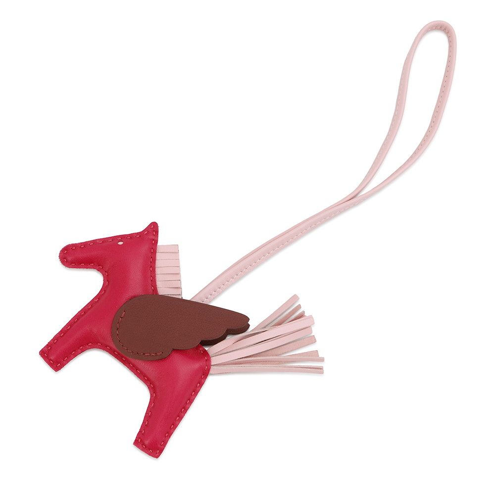 エルメス バッグチャーム ロデオPM ペガサス フランボワーズ ローズサクラ ルージュセリエ ラムスキン B刻印