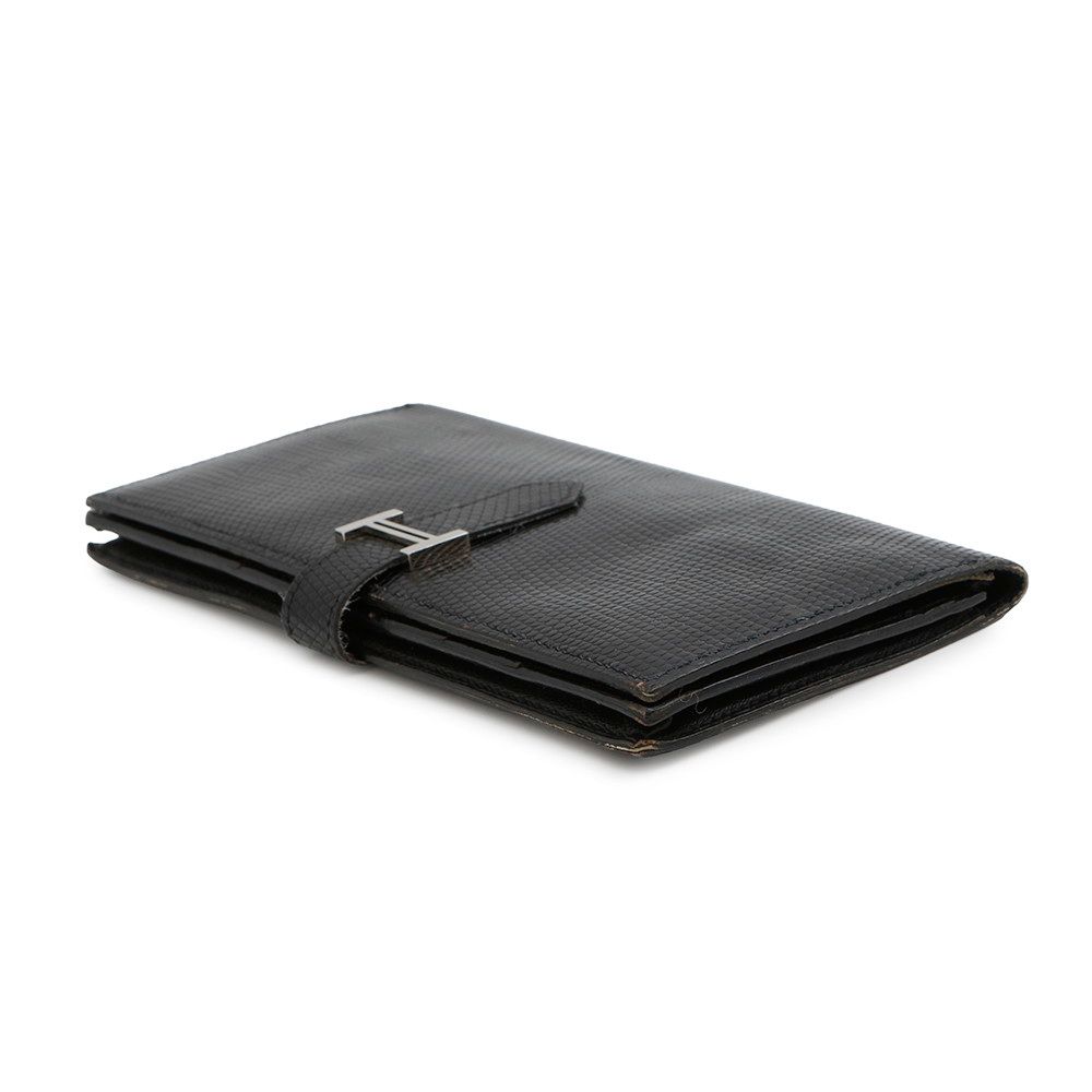 エルメス ベアンリザード ブラック 金具 長財布刻印 エルメス 長財布 ベアンスフレ ブラック/シルバー金具 リザード □L