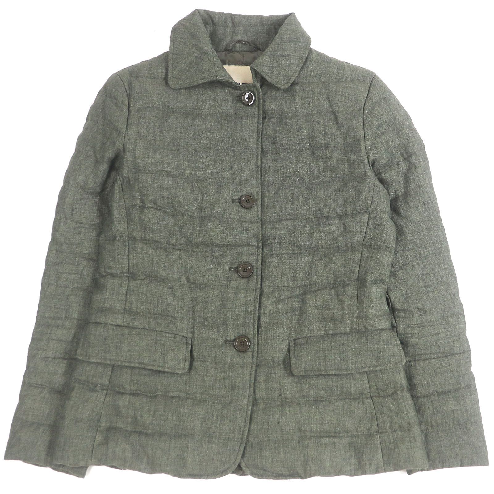 美品□Herno ヘルノ 2021年製 PI001469D リネン100％ ロゴボタン パファージャケット ダウンジャケット カーキ 40 正規品 メンズ 美品□Herno ヘルノ 2021年製 PI001469D リネン100％ ロゴボタン