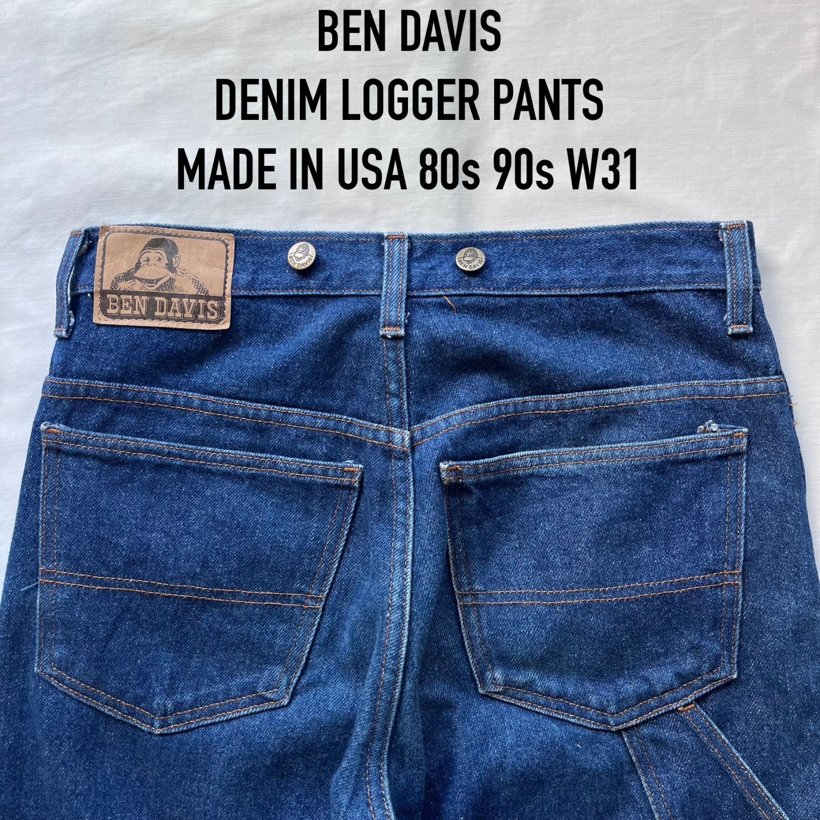 ベンデイビス ben davis デニム ロガーパンツ ワーク サスペンダーボタン USA 80s 90s w31