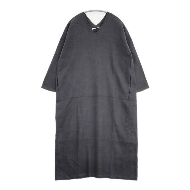 vie evam eva ドロップショルダーVネック 起毛リネン 定価24000円 V191T901 草木染め ワンピース チャコールグレー レディース ヴィー エヴァムエヴァ 5-1103M∞
