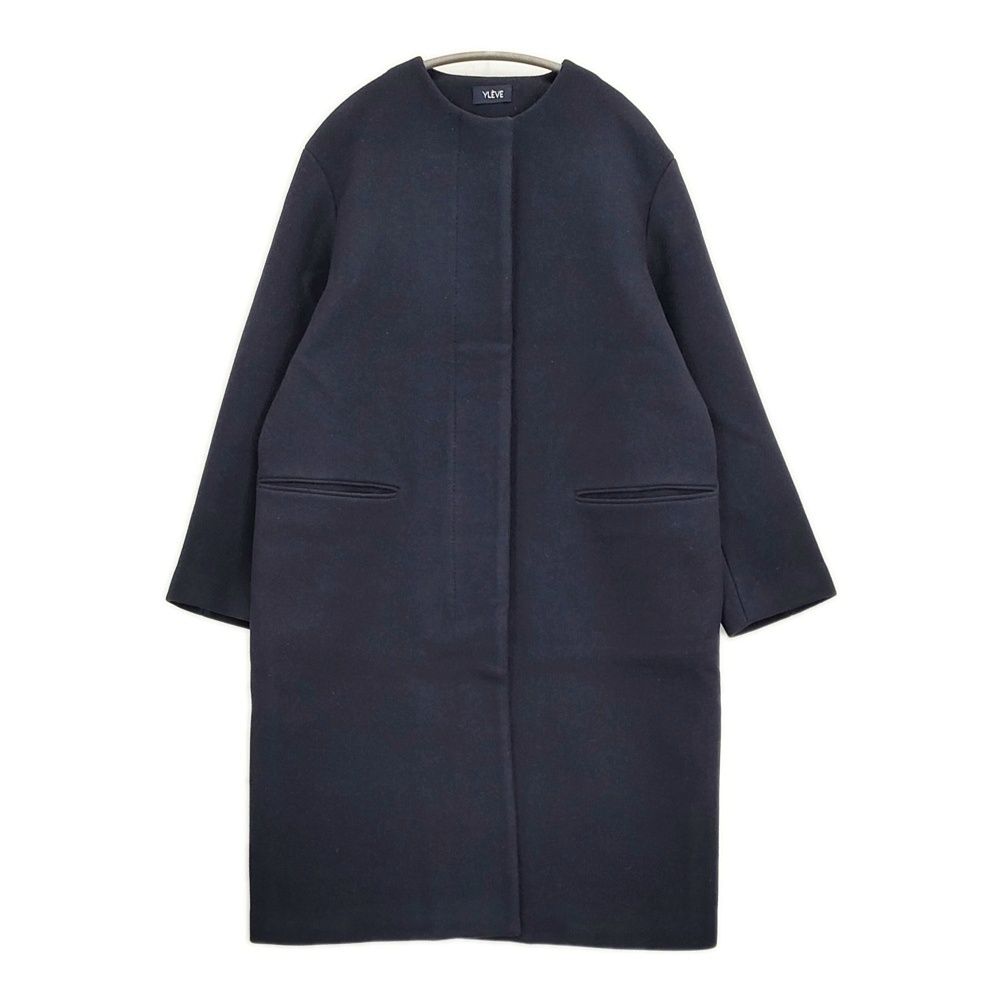 YLEVE super100s ダブルメルトンノー コート サイズ1 コート ネイビー レディース イレーヴ 5-1103A