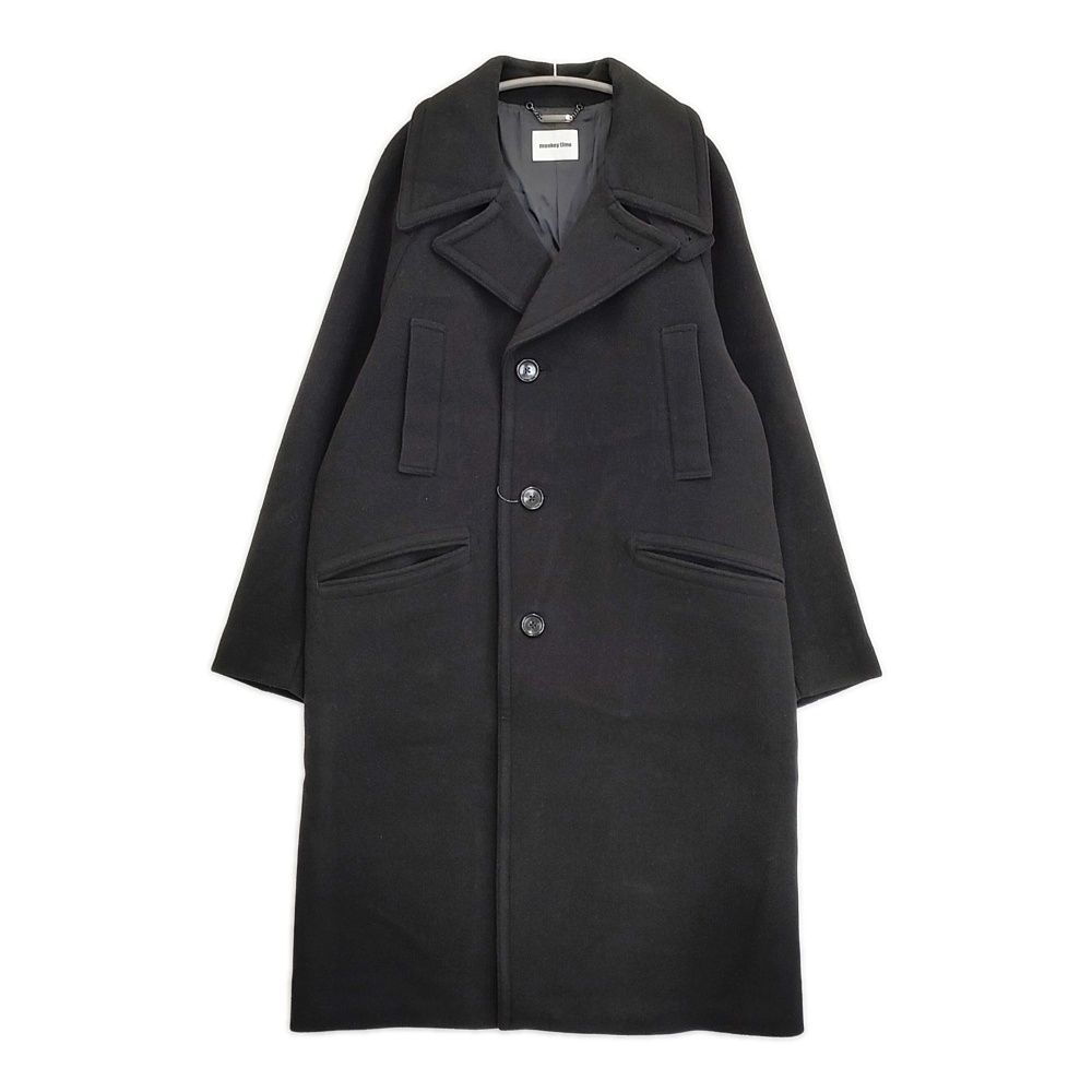 MONKEY TIME リバーメルトンセミダブルロングコート M スーパー120 sウール 定価57860円 23AW ブラック メンズ モンキータイム 5-1103A