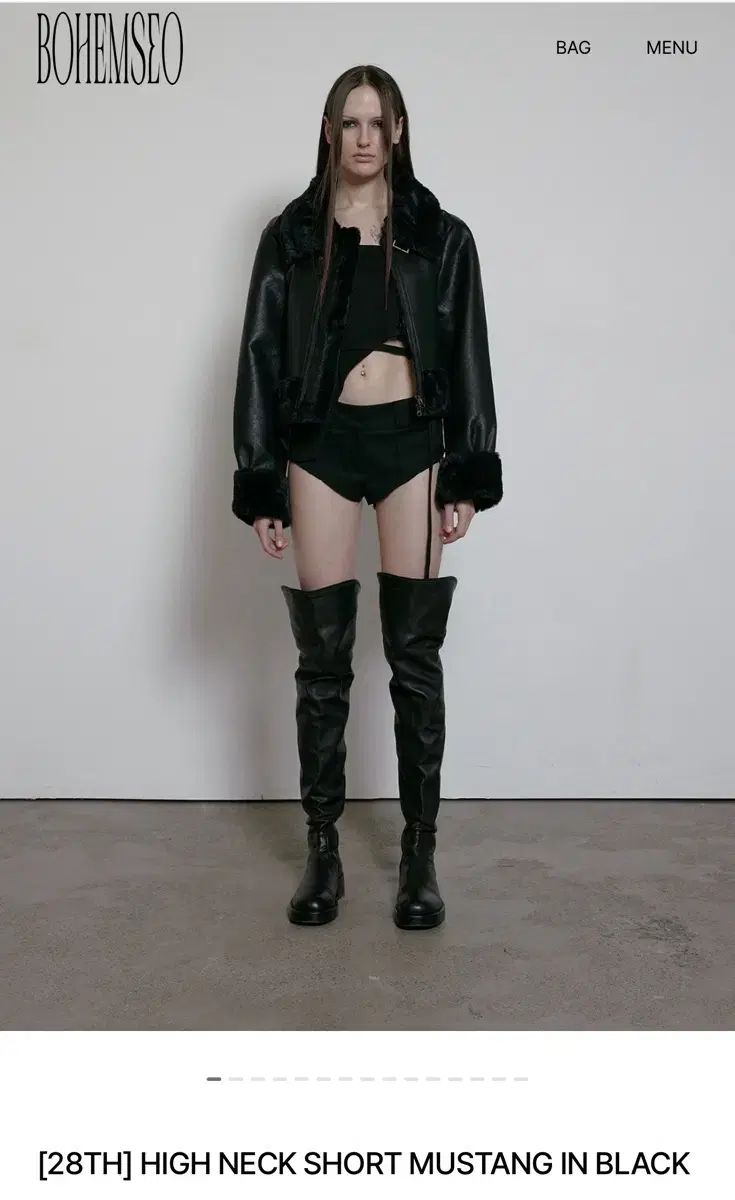 ボヘミアンソウル ハイネック ショート ムートン ブラック