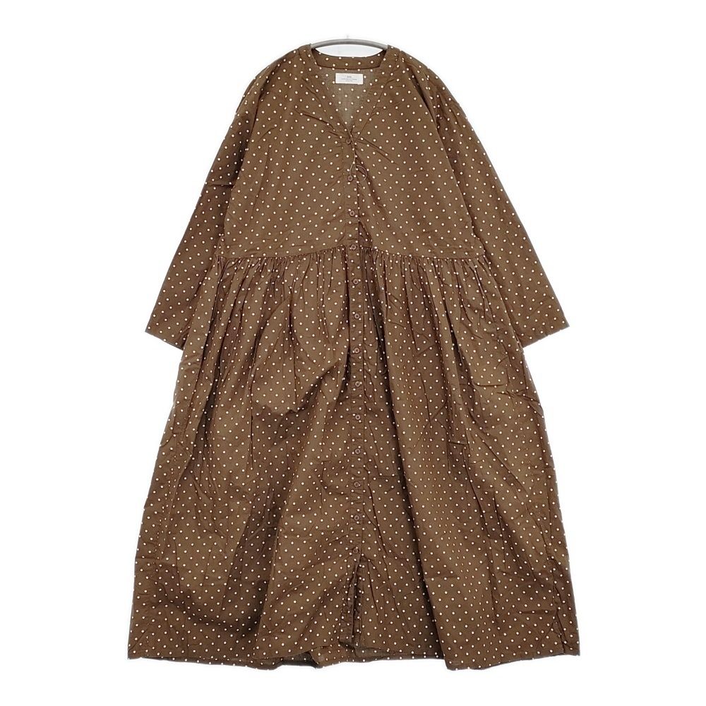 soil ドットプリント ギャザー Vネックシャツワンピ サイズ2 ワンピース ブラウン ホワイト レディース ソイル 5-1103M