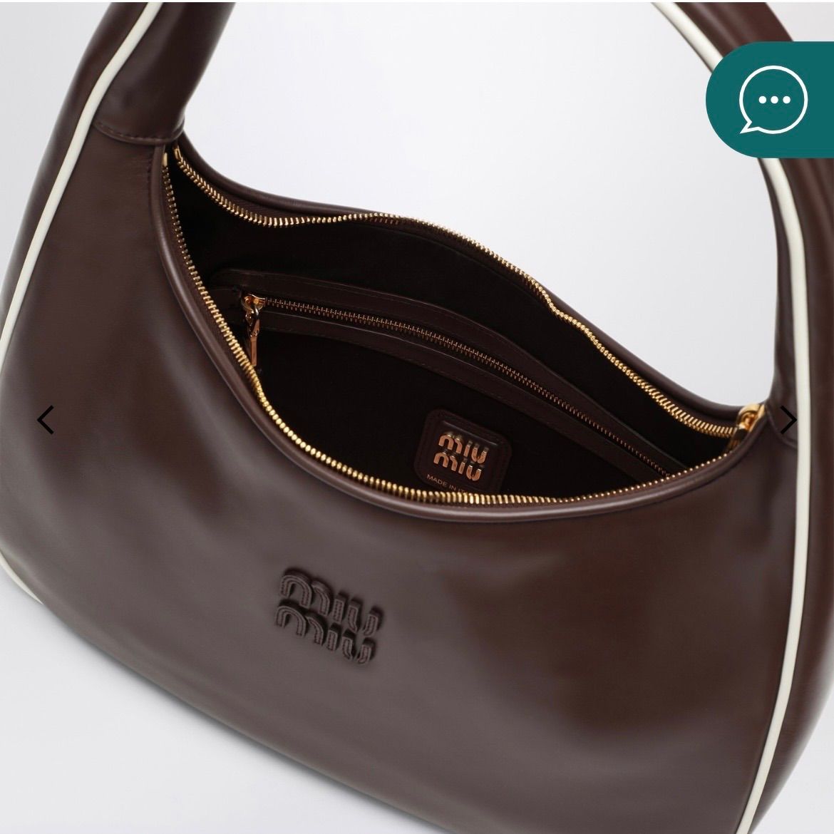 miumiu ミュウミュウ ブラウン/ホワイトのレザーハンドバッグ - メルカリ