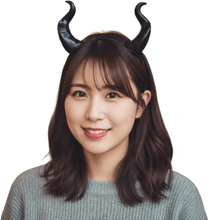 Thumbnail of Silver & Style Headband Succubus Horn Devil Demon Horn Cosplay Devilish Little Devil Horns Cute Halloween (Black)