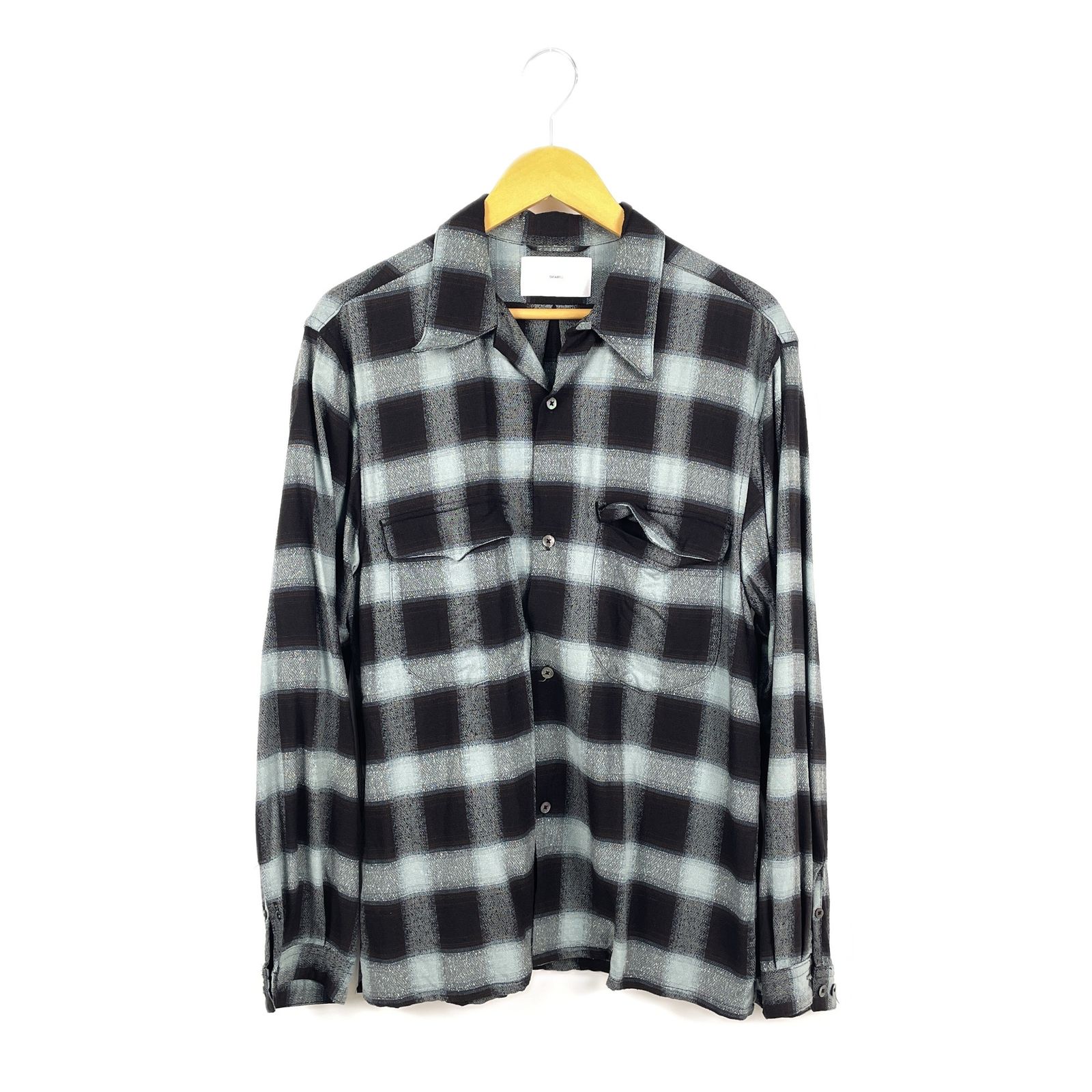 SUGARHILL シュガーヒル 23SS SH01 OMBRE PLAID OPEN COLLAR BLOUSE オンブレ開襟シャツ 長袖シャツ チェック柄 サイズ2 ブルー