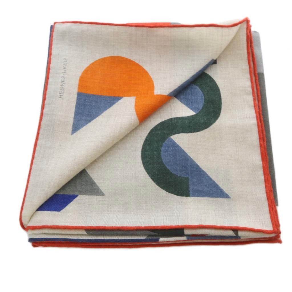  エルメス HERMES スカーフ カレ 100 ジュ ダドレス Jeu dAdresse ショール カシミヤ シルク混 ナチュラル オレンジ ヴェール YO 12 OH バンダナ スカーフ 小物