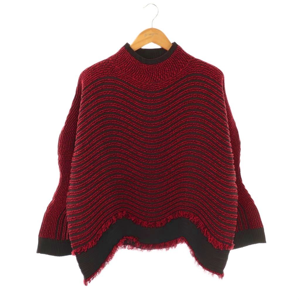 エイポックエイブルイッセイミヤケ A-POC ABLE ISSEY MIYAKE 23AWSTEAM プリーツトップス カットソー 長袖 AT33FJ503 1 レッド HK OS SH