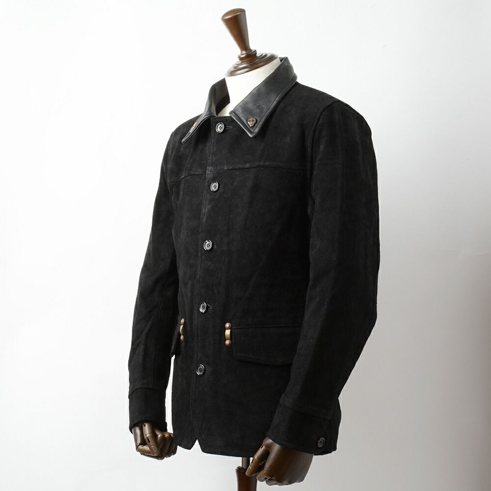 グラッドハンド ギャングスタービル スエード スカル カーコート レザージャケット XL ブラック 牛革 fz1134