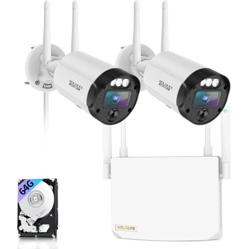 双方向通話 ダブルアンテナ信号強化 130° 超広角 防犯カメラセット ワイヤレス 2台 屋内 屋外 監視カメラ 録画機セット セキュリティ対策 スマホ対応 無線 ネットワーク