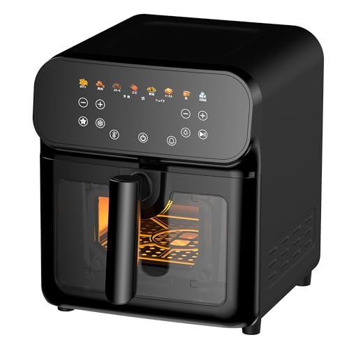 SAMKYO ノンフライヤー 6 2 L 大容量 6人用 エアフライヤー タッチパネル 可視窓 日本語レシピ付き ノンフライヤー機 快速調理 フライヤー ヘルシー F 60 ブラック