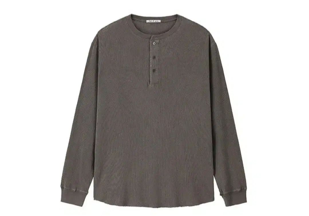 XL ART IF ACTS ガーメントダイング ワッフル ヘンリーネック チャコール