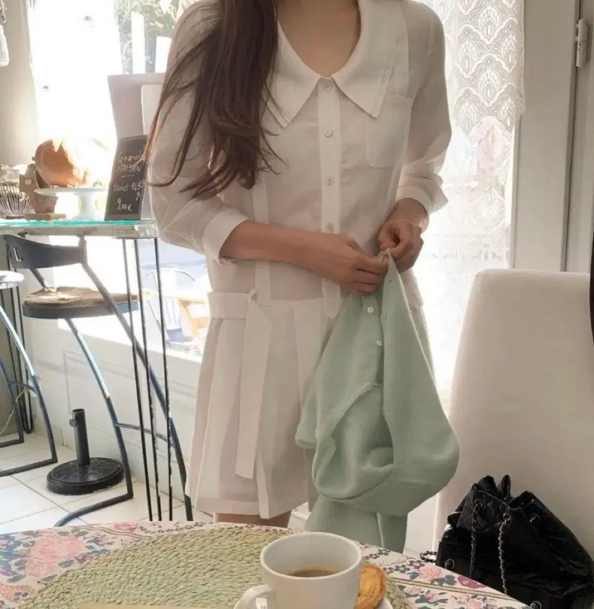 ザ バーネット white Provence Pleated Shirt Dress