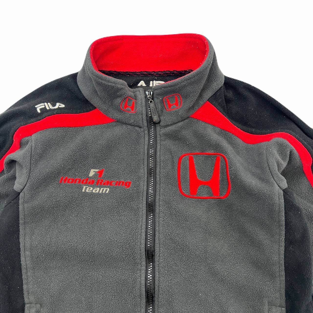 フィラ × ホンダ HONDA フリースジャケット グレー ブラック メンズ Mサイズ ジップアップ
