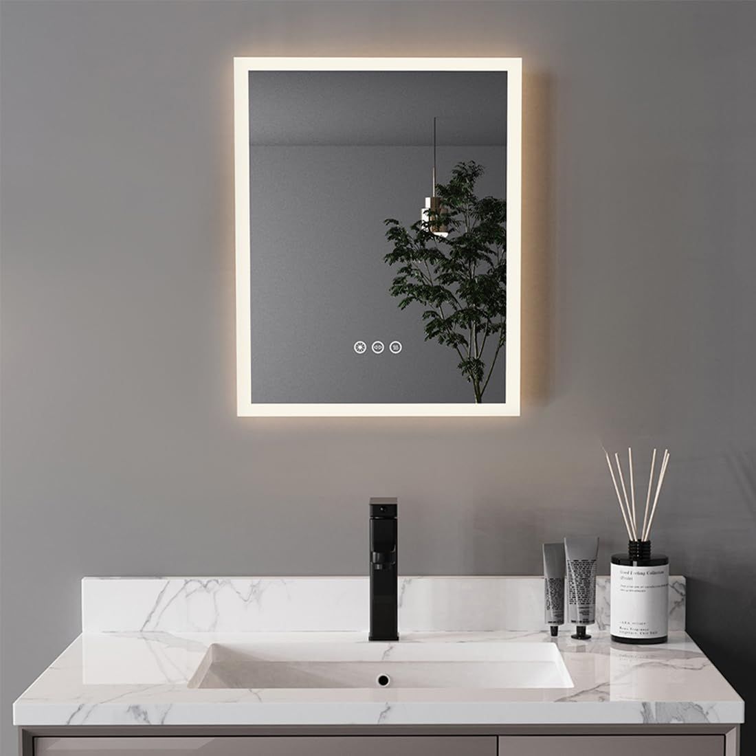 Susire 女優ミラー 壁掛け鏡 ライト付き ウォールミラー 化粧鏡 洗面台 ドレッサー 洗面所 大きい おしゃれ トイレ 光る鏡 小さい 賃貸 40 cm 50