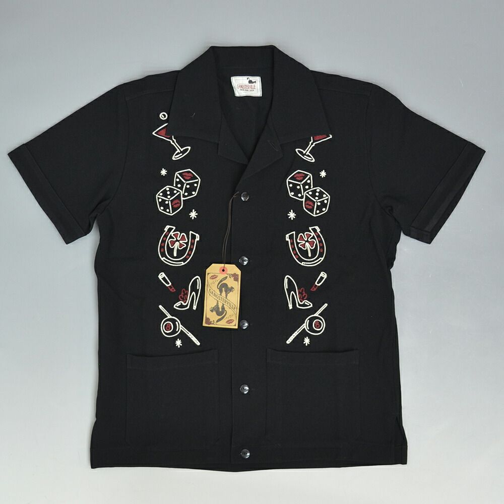 グラッドハンド ギャングスタービル 定価 25 080円 半袖シャツ GSV-18-SS-20 ブラック GLAD HAND GANGSTERVILLE