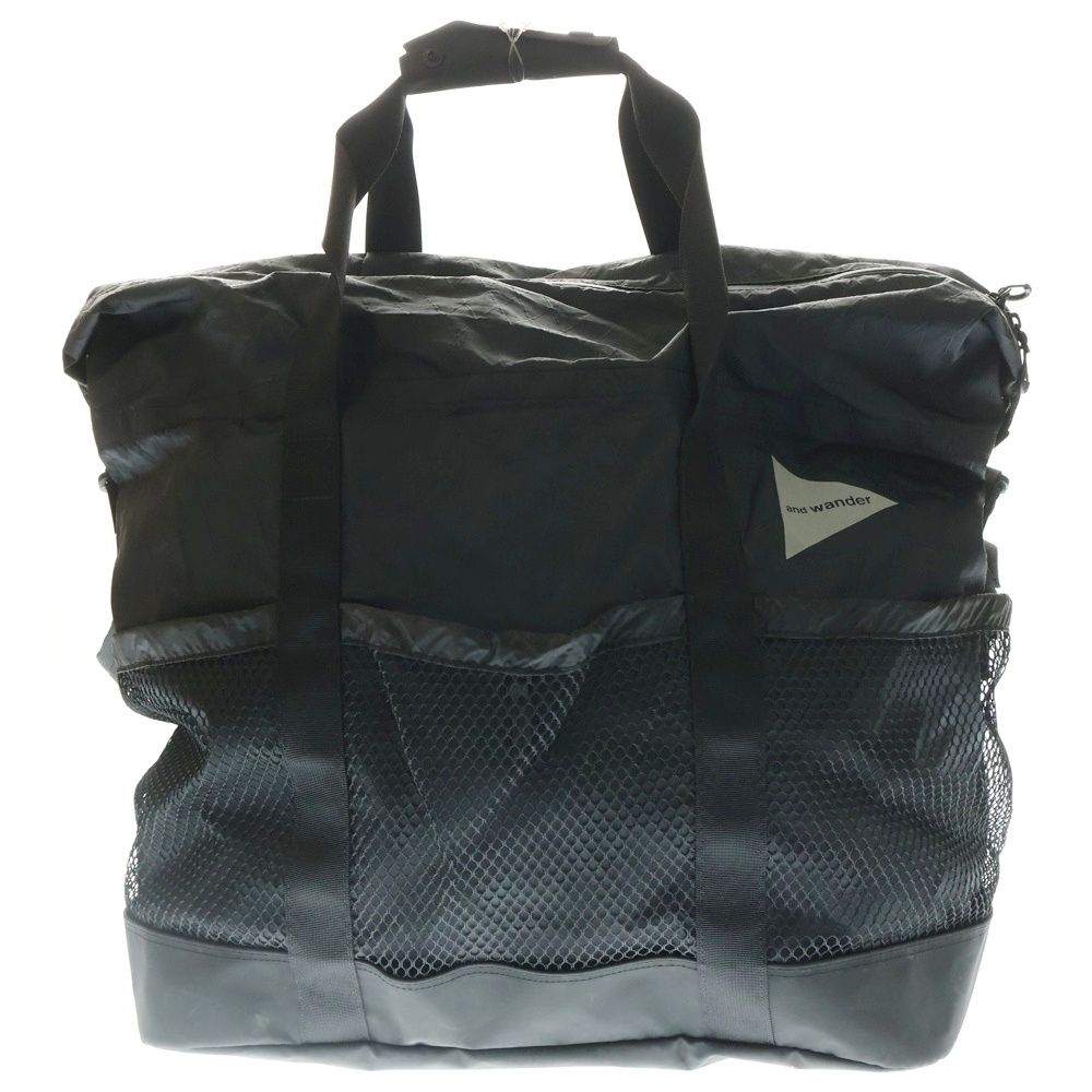 and wander アンドワンダー X-PAC 45L TOTE BAG ポリナイロン リフレクターロゴ トートバッグ ブラック 574-3975091