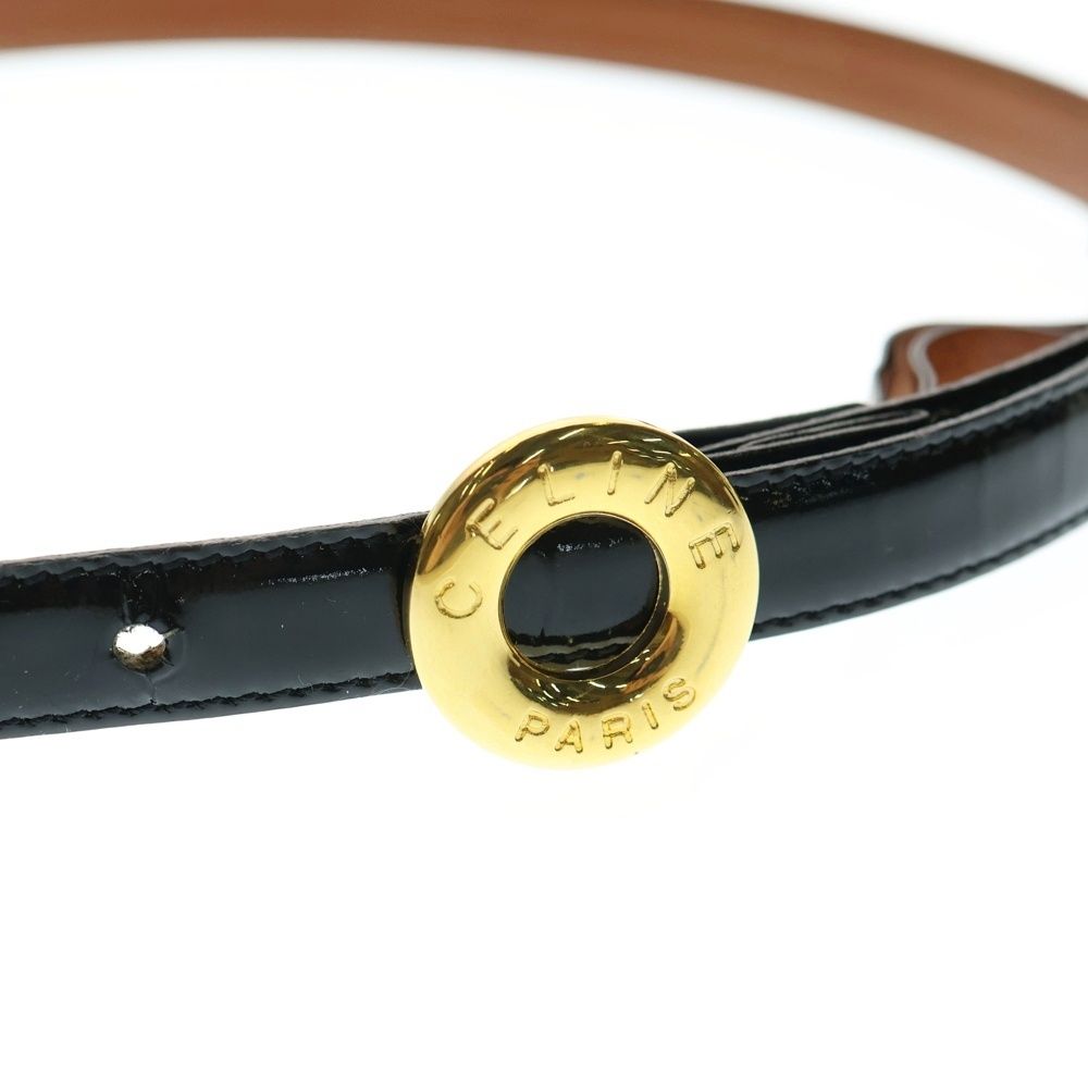 CELINE セリーヌ ベルト レザー ブラック 金具 ゴールド CELINE (セリーヌ) レザー ベルト ブラック ゴールド金具