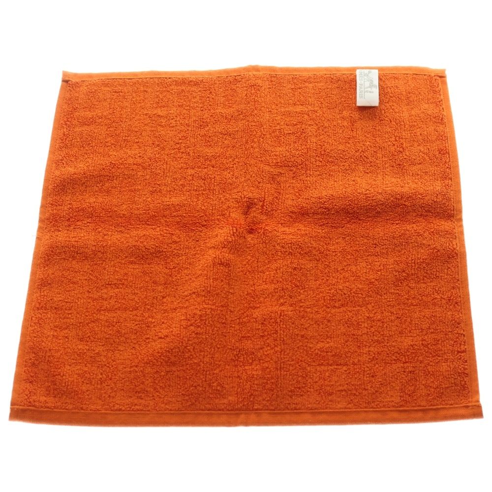 HERMES エルメス カレ タオル ステアーズ コットンハンドタオル オレンジ FD2747