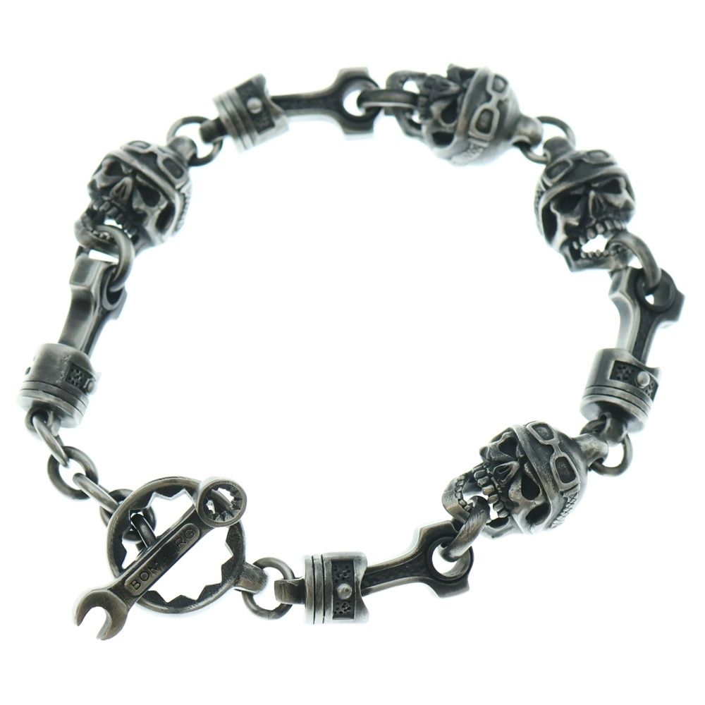 NO BRAND ノーブランド BOMBERG ボンバーグ スカルモチーフ ブレスレット シルバー SKR_BRCLT_2-SS