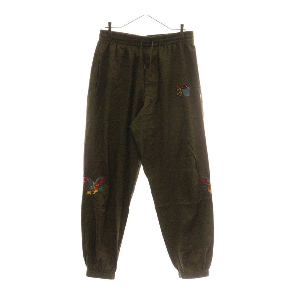 WTAPS ダブルタップス 18AW Cribs Trousers.RACO. Satin クリブストラウザーサテン ロゴ刺繍サテンジョガーパンツ 182BRDT-PTM01 カーキ