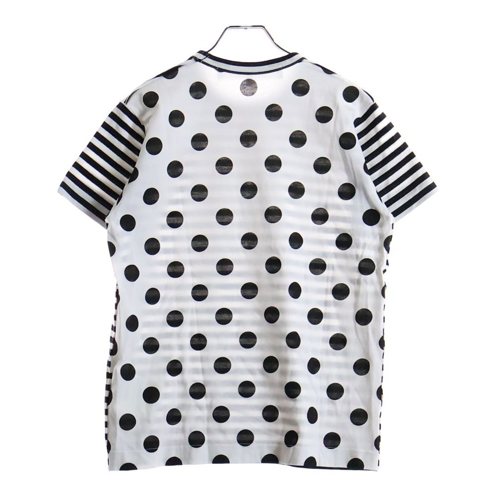 TAO COMME des GARCONS タオコムデギャルソン 綿ボーダー天竺 綿天竺水玉プリント クルーネック半袖Tシャツカットソー レディース ブラック ホワイト TM-T024