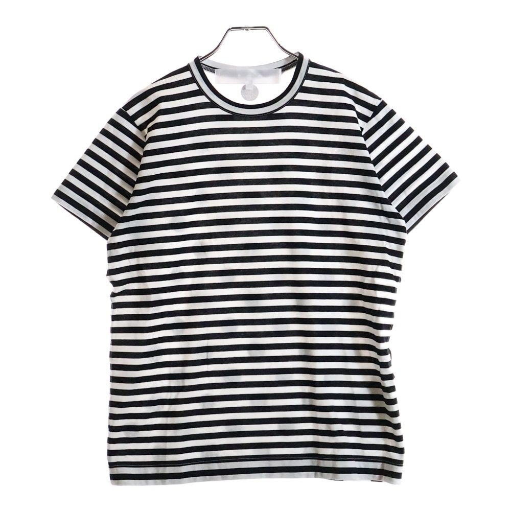 TAO COMME des GARCONS タオコムデギャルソン 綿ボーダー天竺 綿天竺水玉プリント クルーネック半袖Tシャツカットソー レディース ブラック ホワイト TM-T024