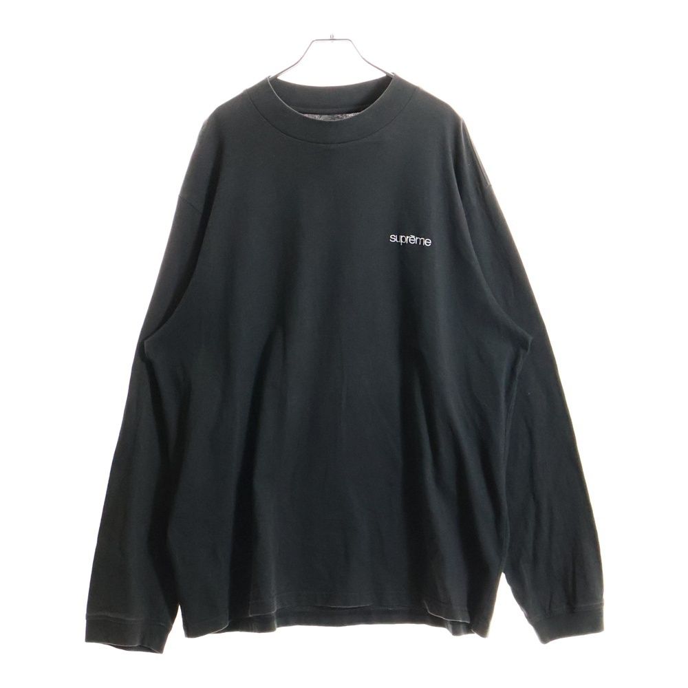 SUPREME シュプリーム 22AW Mock Neck L S Top 胸ブランドエンブロイダリー モックネック カットソー 長袖Tシャツ ブラック