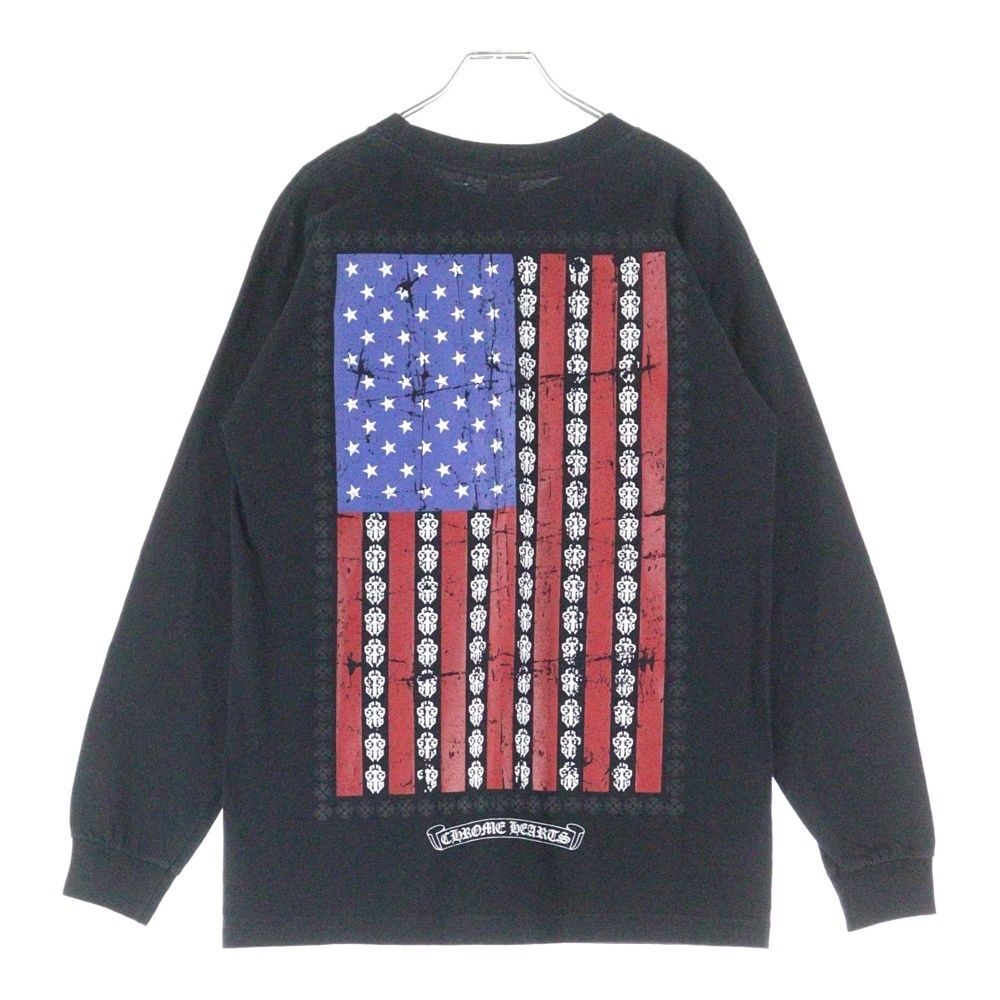 CHROME HEARTS クロムハーツ American Flag Dagger Tee アメリカンフラッグ 星条旗 ヴァインダガー 長袖Tシャツ カットソー ロンT ロングスリーブカットソー ブラック