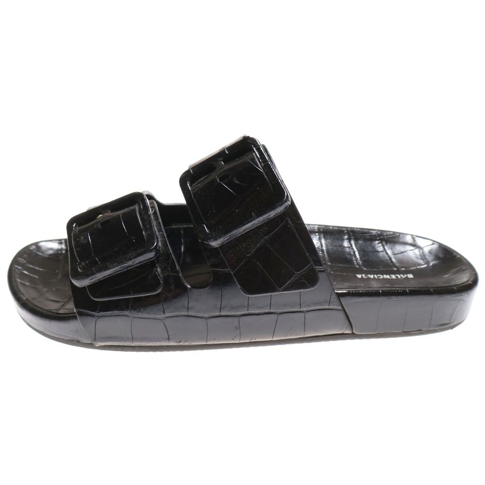 BALENCIAGA バレンシアガ マヨルカ クロコ型押し ダブルストラップサンダル 660237 ブラック