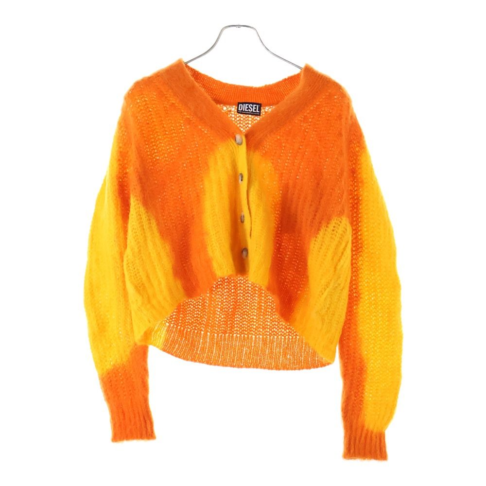 DIESEL ディーゼル M-ILLY 4B ショート丈 ツートーン ニット カーディガン レディース イエロー オレンジ A06727