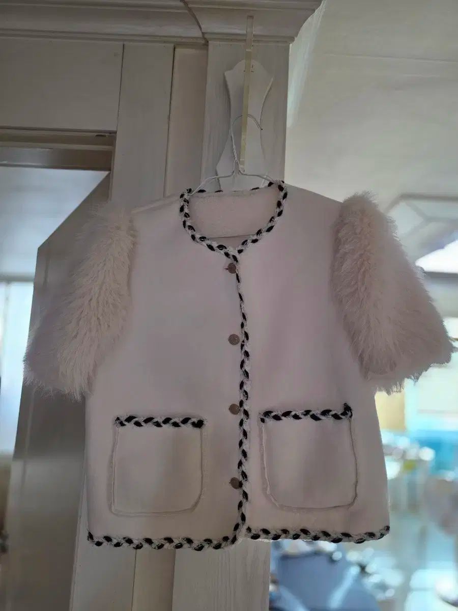 ハンサム ファー アイボリー ツイード ジャケット