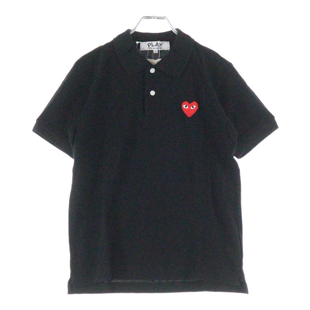 PLAY COMME des GARCONS プレイコムデギャルソン S S Polo Shirt ロゴ刺繍 半袖ポロシャツ ブラック AZ-T005