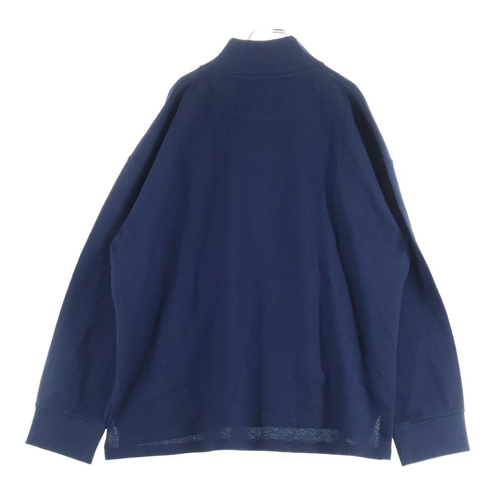 LOEWE ロエベ アナグラムロゴ刺繍 鹿の子 ハイネック スタンド 長袖ポロシャツ ネイビー