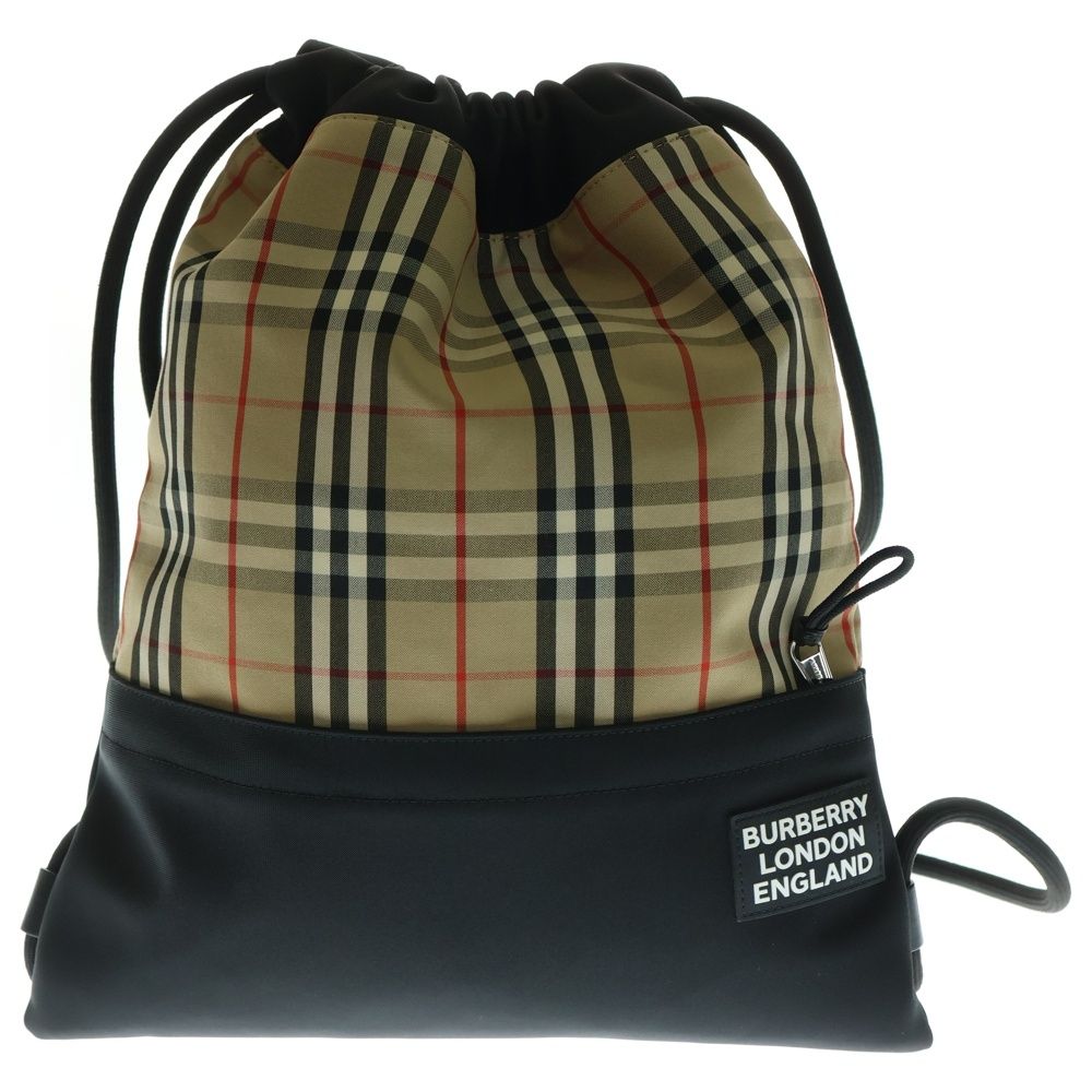 BURBERRY バーバリー ラバーロゴワッペン ノバチェック コットン バックパック ブラウン 8023645