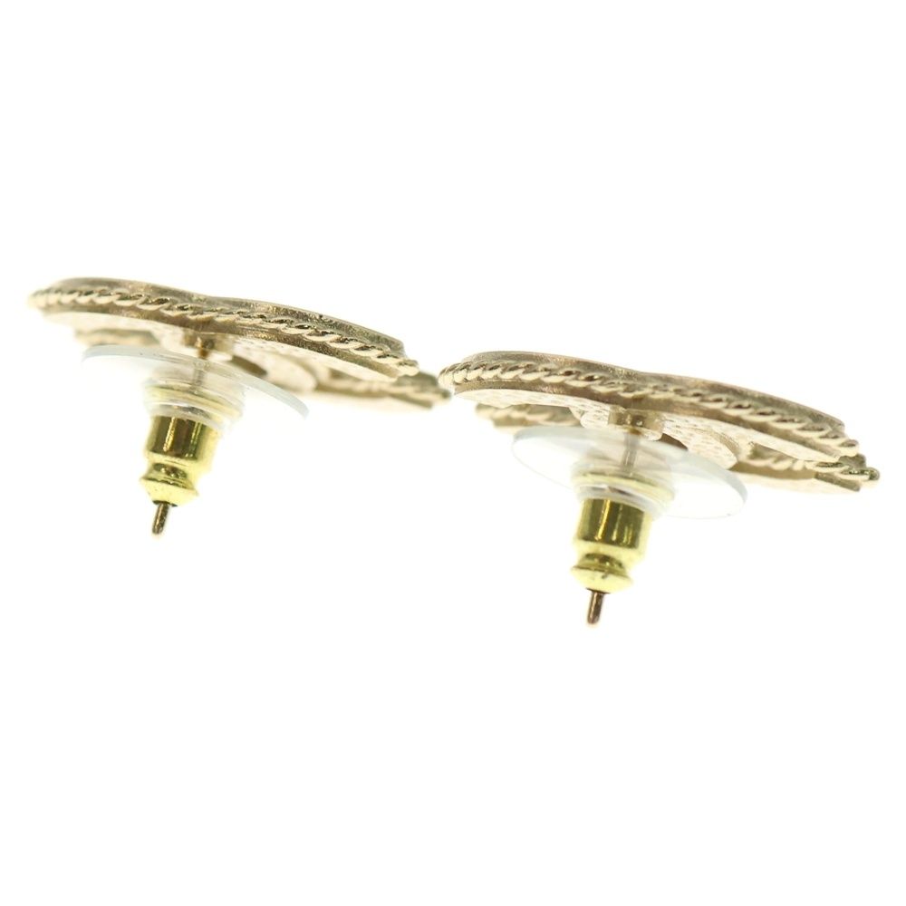 CHANEL シャネル ココマーク ストーンピアス ブラック ゴールド GP F24P