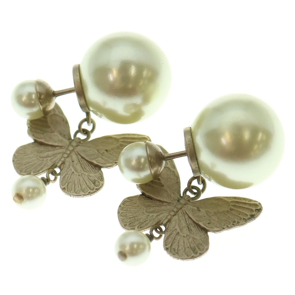 DIOR ディオール バタフライ 蝶モチーフ パール ピアス ゴールド