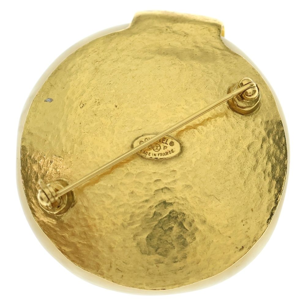 CHANEL シャネル ヴィンテージ ストーン ブローチ ピンバッジ クリーム アイボリー×ゴールド GP