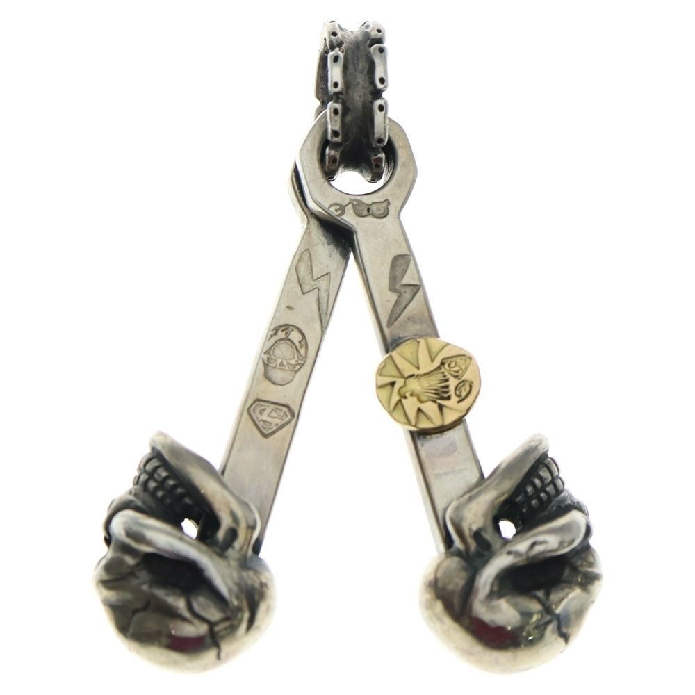 STOP LIGHT ストップライト 2 Skull Piston Top K18メタル付き 2スカル ピストントップ ペンダントトップ シルバー ゴールド